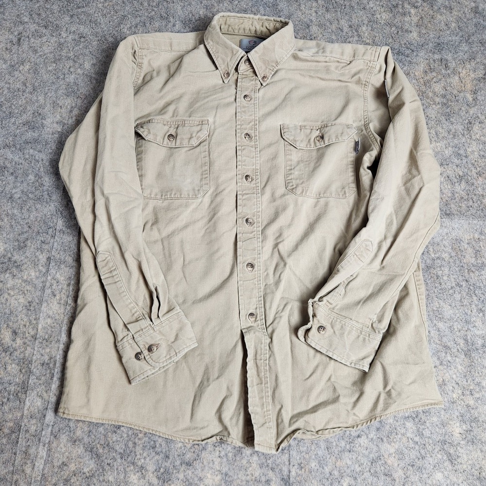 Tyndale FR Work Shirt Men L Beige Long Sleeve Button Down Cat 2 NFPA 2112 Cal 8